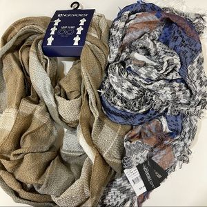Bundle of 2 Scarves NWT Infinity Scarf Viscose Acrylic Plaid Reversible